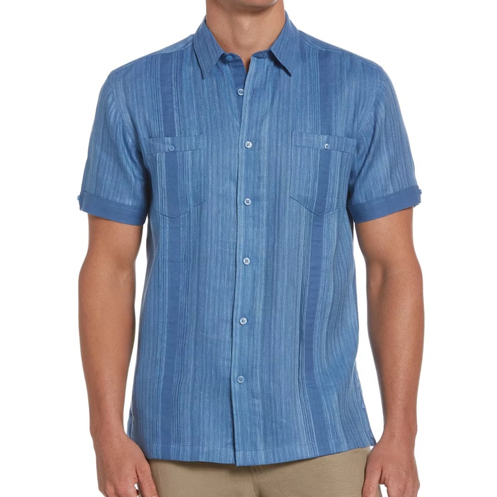 Cubavera Men's Standard Short Sleeve Two Pocket Fashion Guayabera Shirt Sz L